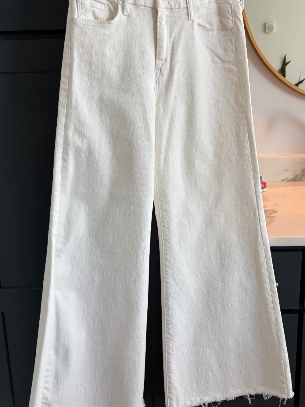 LIL' MOTHER Lil’ Roller Fray Petite Jeans 27P Fairest of Them All White Wide Leg